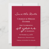 Aangepaste Elegante Ruby 40e bruiloft Jubileum Par Save The Date (Voorkant)