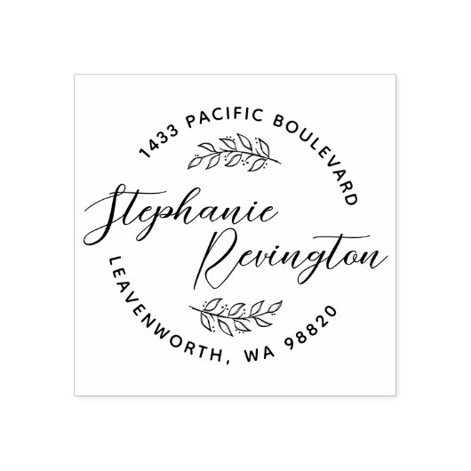 Aangepaste elegante script- en klauterbladeren | A Rubberstempel (Afrduk)