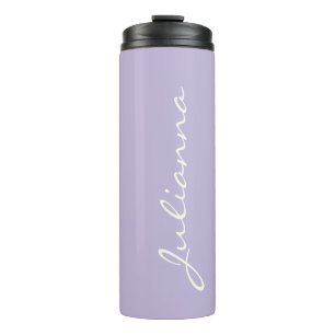 Aangepaste Elegante Script Naam Zachte Lavendel Br Thermosbeker