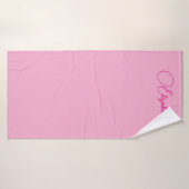 Aangepaste Elegante Sjabloon Hand Script Naam Roze Badhanddoek (Badhanddoek)