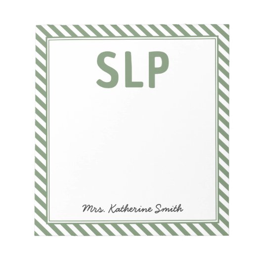 Aangepaste Elegante Strepen SLP Speech Patholoog Notitieblok (Voorkant)