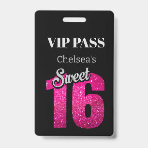 Aangepaste Elegante Verjaardag Zwart Sweet 16 VIP Badge