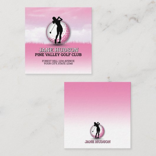 Aangepaste Elegante Vrouwen Golfer Monogram Ontwer Informatiekaartje (Voorkant / Achterkant)