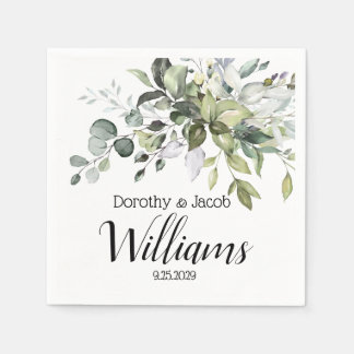 Aangepaste Elegante Waterverf Eucalyptus groen Servet