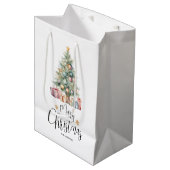Aangepaste Elegante Waterverf Kerstboom Medium Cadeauzakje (Voorkant Gekanteld)