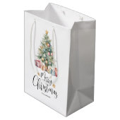 Aangepaste Elegante Waterverf Kerstboom Medium Cadeauzakje (Achterkant Gekanteld)