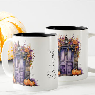 Aangepaste Elegante Waterverf Pompoendeur Herfst Tweekleurige Koffiemok