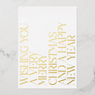 Aangepaste Elegante Witte Chic Foto Kerstmis Goud Folie Feestdagenkaart