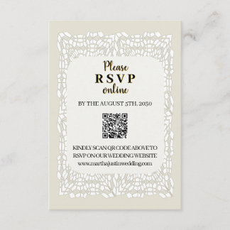 Aangepaste elegante witte kant QR code Enclosure K Informatiekaartje