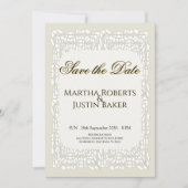 Aangepaste elegante witte kant sierlijke Save the Kaart (Voorkant)