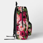 Aangepaste elegante zwart roze waterverf bloemig bedrukte rugzak (Links)