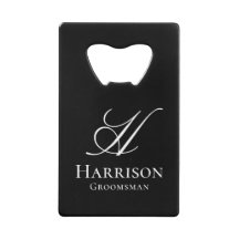 Aangepaste Elegante Zwarte Witte Monogram Naam Bru