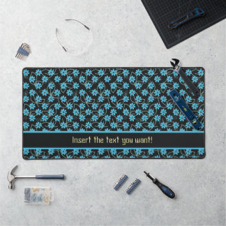 Aangepaste elegantie: Zwart & Blauw Bloemen Bureaumat