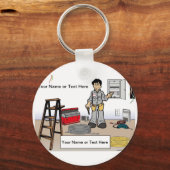 Aangepaste elektricien - Mannelijke Cartoon Sleutelhanger (Voorkant)