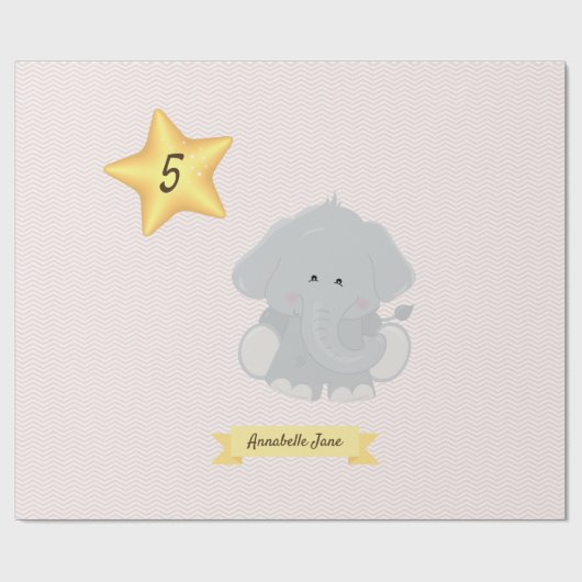 Aangepaste Elephant Chevron Stripes met naam en le Cadeaupapier (Vlak)