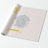 Aangepaste Elephant Chevron Stripes met naam en le Cadeaupapier (Uitgerold)