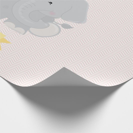 Aangepaste Elephant Chevron Stripes met naam en le Cadeaupapier (Hoek)