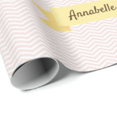 Aangepaste Elephant Chevron Stripes met naam en le Cadeaupapier (Rol Hoek)