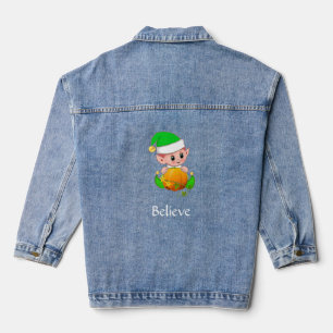 Aangepaste Elf en Bewerkbare Tekst Denim Jacket