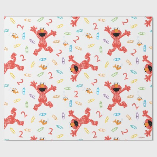 Aangepaste Elmo Crayon Patroon Verjaardag Cadeaupapier (Vlak)