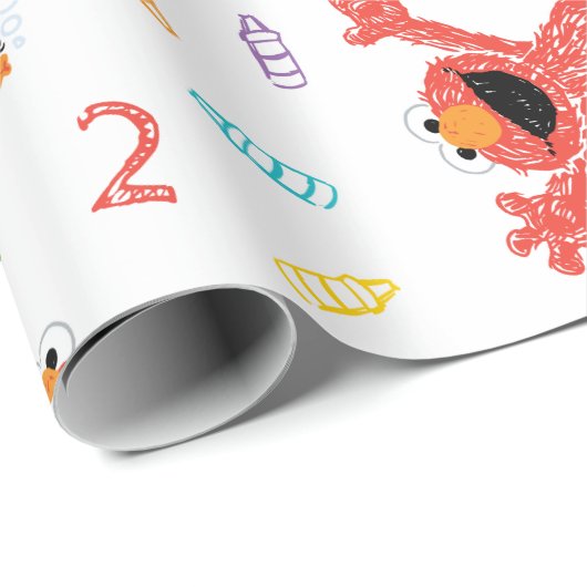 Aangepaste Elmo Crayon Patroon Verjaardag Cadeaupapier (Rol Hoek)