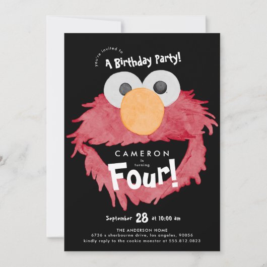 Aangepaste ELMO Sesamstraat Verjaardagsfeestje Kaart (Voorkant)