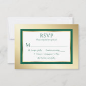 Aangepaste Emerald Green en Gold Wedding RSVP Kaar (Voorkant)