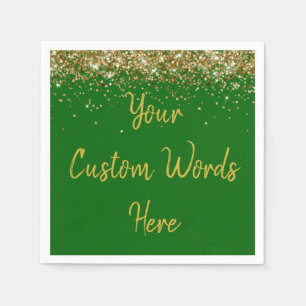Aangepaste Emerald Green & Gold Glitter Verjaardag Servet