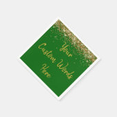 Aangepaste Emerald Green & Gold Glitter Verjaardag Servet (Hoek)