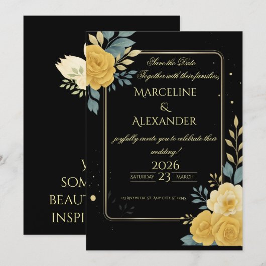 Aangepaste Emerald & Ivory Botanische Uitnodiging (Voorkant / Achterkant)
