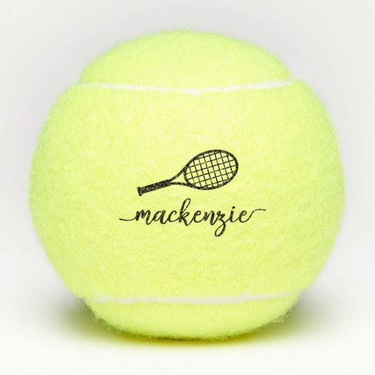 Aangepaste eminine moderne scriptnaam elegant tennisballen (Voorkant)