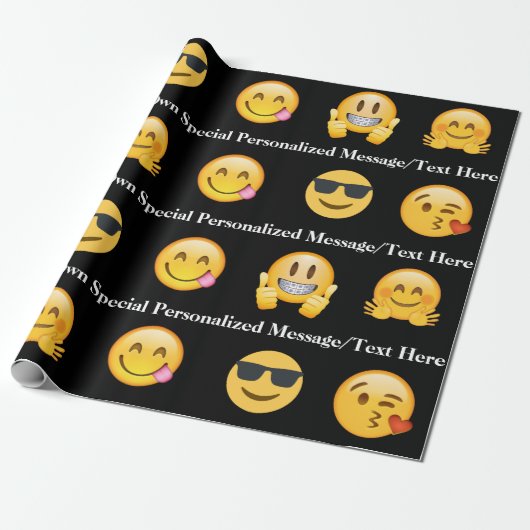 Aangepaste Emoji-tekst/bericht Cadeaupapier (Uitgerold)