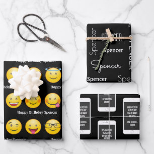 Aangepaste emojis en teksten inpakpapier vel