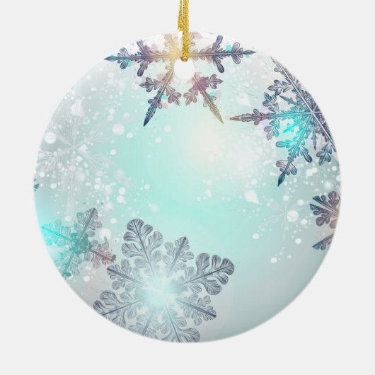 Aangepaste EMT Ice Blue Snowflake Keramisch Ornament (Achterkant)
