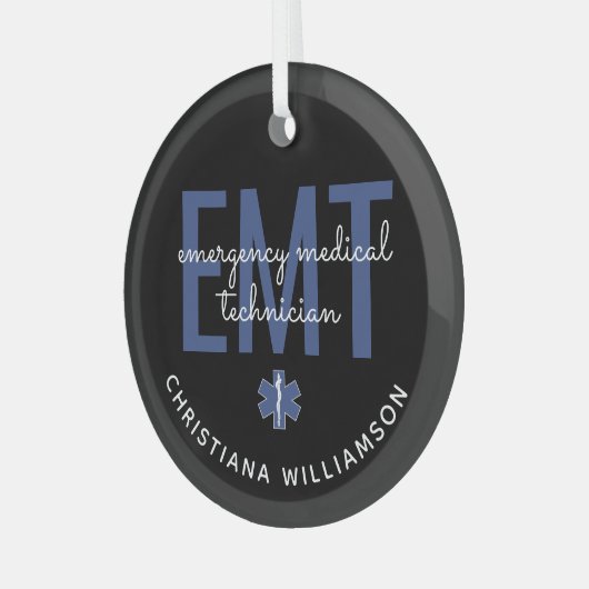 Aangepaste EMT-noodtechnicus Glas Ornament (Voorkant links)