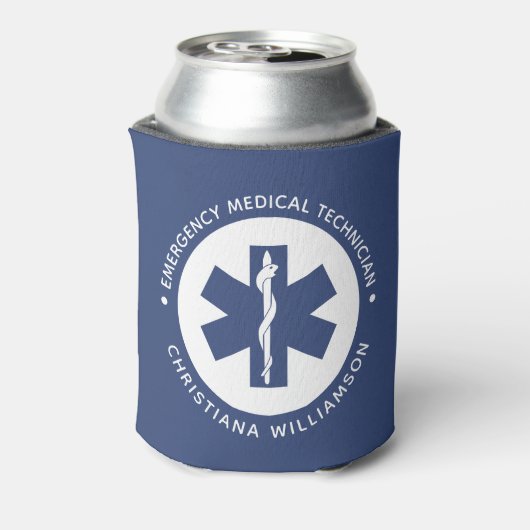 Aangepaste EMT Symbool Medische technicus Blikjeskoeler (Blikje Achterkant)