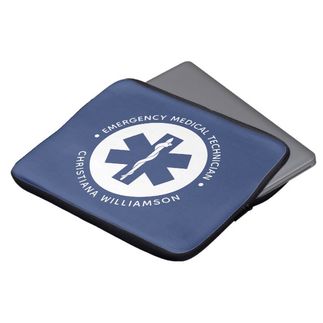 Aangepaste EMT Symbool Medische technicus Laptop Sleeve (Voorkant top)