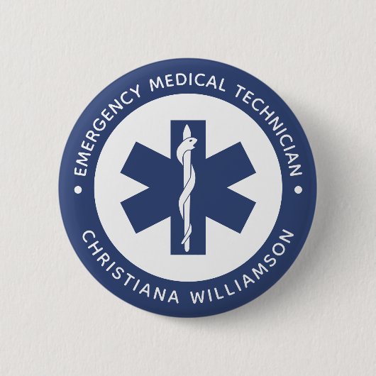 Aangepaste EMT Symbool Medische technicus Ronde Button 5,7 Cm (Voorkant)