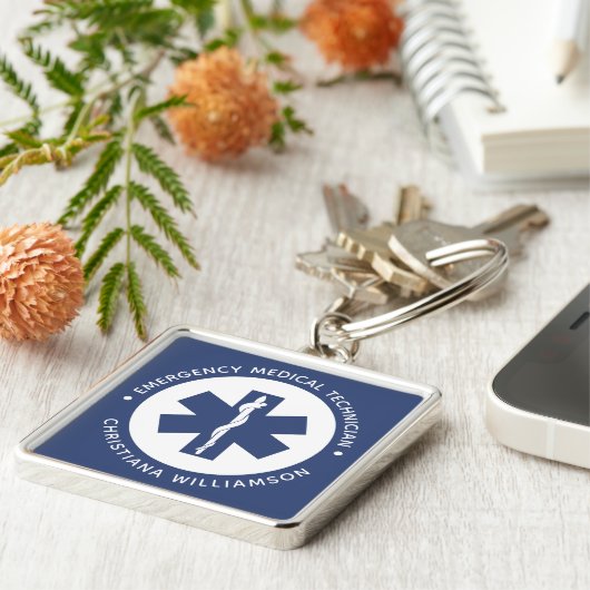 Aangepaste EMT Symbool Medische technicus Sleutelhanger (Zijkant)