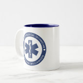 Aangepaste EMT Symbool Medische technicus Tweekleurige Koffiemok (Voorkant links)