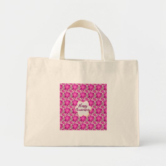 Aangepaste en gepersonaliseerde roze bloem mini tote bag (Voorkant)