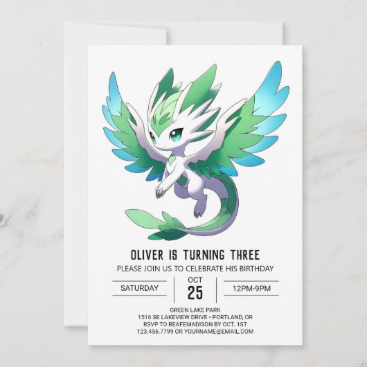 Aangepaste Enchanted Dragon Birthday Kaart (Voorkant)