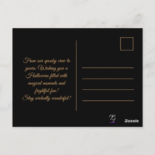 Aangepaste enge gotische script Halloween Witch Briefkaart (Achterkant)