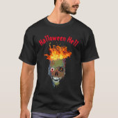 Aangepaste enge Halloween Hell Flame Skull Graphic T-shirt (Voorkant)