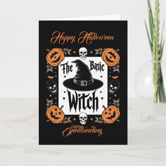 Aangepaste enge pompoen Spooky Basic Witch Hallowe Kaart (Voorkant)