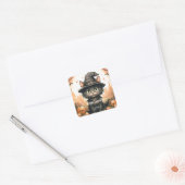 aangepaste engel nummer Halloween Black cat Vierkante Sticker (Envelop)