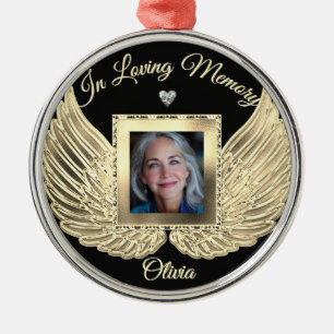 Aangepaste engelenvleugels met foto ter nagedachte metalen ornament