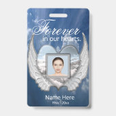 Aangepaste engelenvleugels van herdenkingshart fot badge (Achterkant)