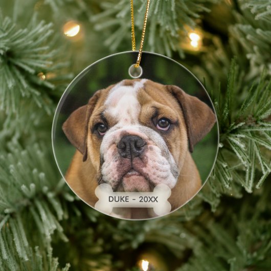 Aangepaste Engelse Bulldog Hond Foto Keramisch Ornament (Boom)