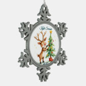 Aangepaste enkele rendier en kerstboom tin sneeuwvlok ornament (Links)